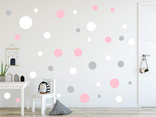 Timalo® 60 Stück Wandtattoo Kinderzimmer bunte große Kreise Pastell Wandsticker – XL Aufkleber Punkte | 73080-SET20-60