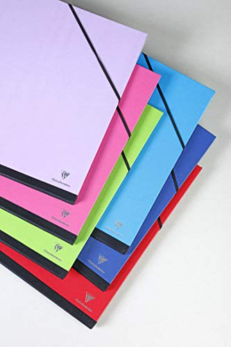 Clairefontaine 144601C - Zeichenmappe DIN A4+, 26x33cm, mit Gummizug, sortiert farbig, 1 Stück