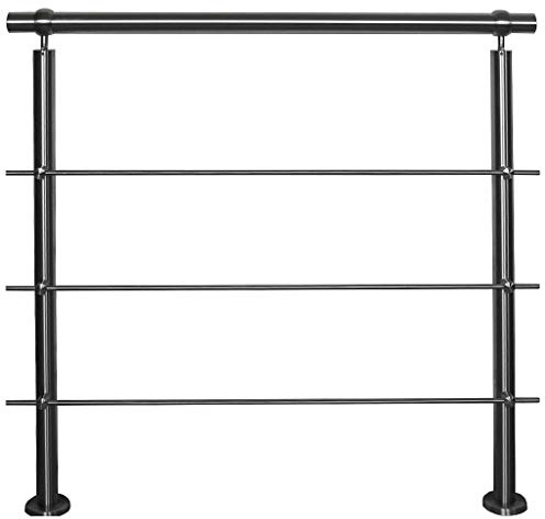 TIBU Ringhiera in acciaio inox per scale, balcone, lunghezza 60-600 cm, per interni ed esterni