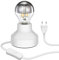 ledscom.de E27 Porzellan Tischlampe TIX, rund mit Stecker und Schalter, weiß, 90mm inkl. E27 Lampe 461lm warmweiß