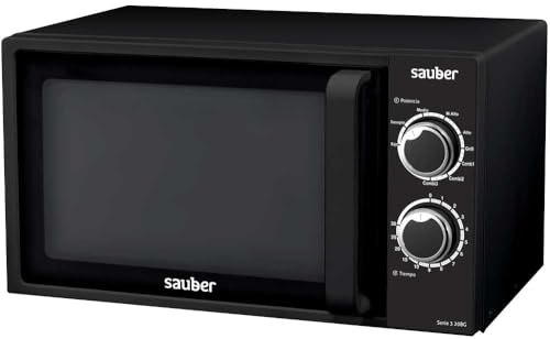 Sauber - Microondas SERIE 3-20BG - Negro - Con Grill - Función descongelación - Apertura Tirador - ENTREGA EN DOMICILIO