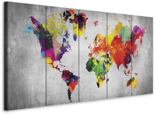 murando - Quadro Mondo 100x40 cm 5 Pezzi - Stampa su Tela Canvas con Struttura - Quadri Componibili Moderni Soggiorno Grandi - Murale Arte Decorazioni da Parete Decori - Cemento k-A-0236-b-m