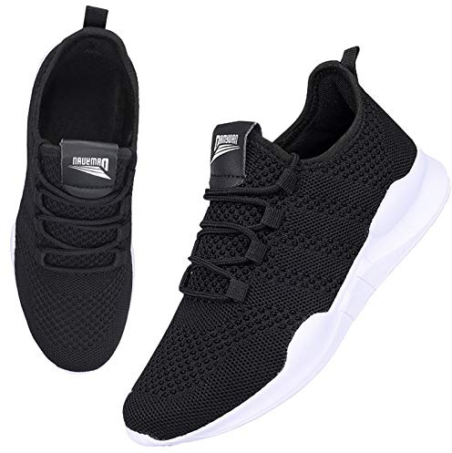 BUBUDENG Damen Schuhe Turnschuhe Sportschuhe Freizeitschuhe Laufschuhe Straßenlaufschuhe Sneaker Trainer für Outdoor Fitness Gym Walkingschuhe Schwarz,EU 38