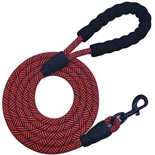 MayPaw 7FT/8FT/10FT Strong Rope Dog Lead, 1/2 Thick Heavy Duty Climbing Nylon Medium Large Dog Lead with Soft Padded Handle for Outdoor Pets Walking Playing Exploring, Red 8ft