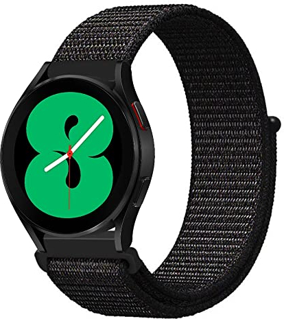 Niboow 20mm Armband für Samsung Galaxy Watch 7/6/5/4 (40mm 44mm)/Watch FE/Watch 6 Classic (43mm 47mm)/Watch 5 Pro 45mm, Nylon Ersatzarmband Armbänder für Galaxy Watch Active 2 - Schwarz