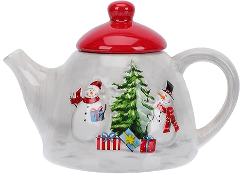 Christmas Ceramics Coffee Tea Pot: Xmas Tea Kettle Holiday Teaware Stovetop Teapot Pottery Teapot for Tea Lovers Antique Home Decoration
