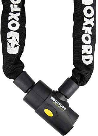 Oxford 10 x Universal-Kettenschloss mit Alarm, schwarz, 1,2 m