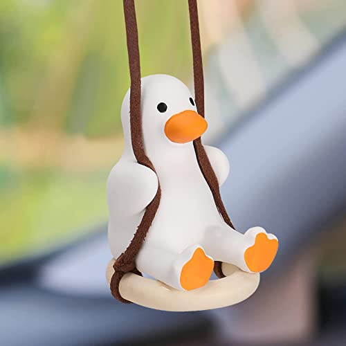 Süße Schaukel Ente Dekor, Auto Anhänger Swinging Duck mit Schwimmring Car Accessories Auto Rückspiegel Innen Dekoration Fliegende Ente Hänge Ornament Spiegel Charms Zubehör Lustige Geschenke
