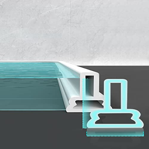 STTCK 100 cm Dusche Wasserstop für rahmenlose Duschtür, Bad Türschwelle Wasserrückhalte Leiste, Silikondichtung für Nass-Und Trockentrennung für Küche, Badezimmer(Weiß)
