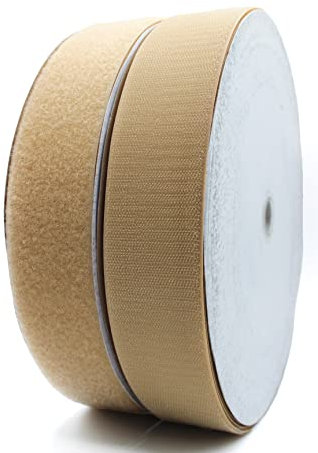 Merceria Pour Toi... 1 Metro Nastro a Strappo da Cucire Beige Panna Altezza 5 cm accoppiato Nastro Chiusura Hook Loop Arredamento