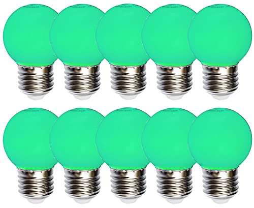 NCC-Licht 10 x LED Leuchtmittel Tropfenform Kugel G45 1W E27 Grün 270°