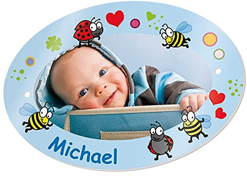Ocadeau Plaque de Porte personnalisé Photo – Plaque de Porte en Bois – Face Avant imprimée Photo – Plaque de Porte Ovale Personnalisable avec Une Photo
