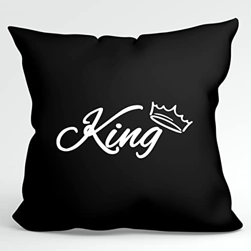 Huuraa Kopfkissen King Krone Geschenk 40x40cm mit Füllung Black Baumwolle King Deko