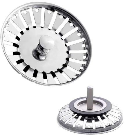 OcioDual Tapón Colador para Desagüe de Fregadero Diametro 83 mm Acero INOX Filtro de desechos Cesta de Drenaje para Fregaderos