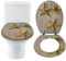 AQS INTERNATIONAL - Novelty Luxury Wooden Toilet Seat - Oval Shaped, Resin Retro Durable MDF 3D Effect Printed Design, Stainless Steel Adjustable Hinges, WC Toilet Seat (Star Fish Design)
