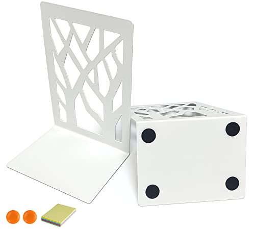 DIFIT Serre Livre, Presse Livre en Métal, 1 Paire Cale Livre, Bloc Livre pour Étagère, Serre Livres pour Livres Lourds, Serre-Livres pour Bureau/Famille, Blanc Serre-Livre, bookends 12x9x16cm