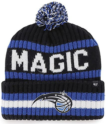 47 NBA Mütze für Erwachsene, Team-Farbe, offizielles Lizenzprodukt, Bering, Sport, Strickmütze mit Bommel, für kaltes Wetter, Orlando Magic Black, Einheitsgr��e