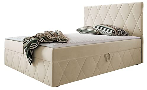 Mirjan24 Boxspringbett Simoti mit 2 Bettkästen, Polsterbett mit Bonell-Matratze und Topper, Bett, Polsterkopfteil, Doppelbett, Bettgestell, Amerikanisches Continentalbett (Magic Ve. 2250, 160x200cm)