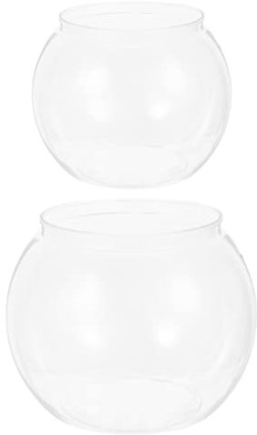 PATKAW 2 Pièces Bol De Poisson Rouge Verre Hydroponique Aquarium Arc De Poisson Aquarium en Vase en Transparent Vase Plante Aquatique Amende Bureau Ornements L'animal De Compagnie