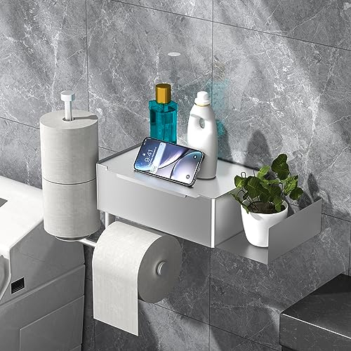 Porte Papier Toilette,Porte Rouleau Papier Toilette Auto-adhésif Support Papier Toilette sur Pied dérouleur Papier Toilette de Bain et Cuisine Noir (Argent Acier Inoxydable)