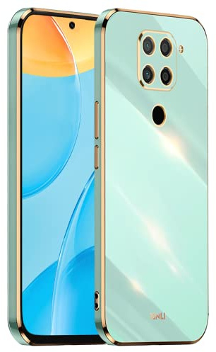 EASSGU Galvanisierter Rahmen Handyhülle für Redmi Note 9 (4G) (6.53 Inches), Weiche TPU Silikon Schutzhülle - Grün