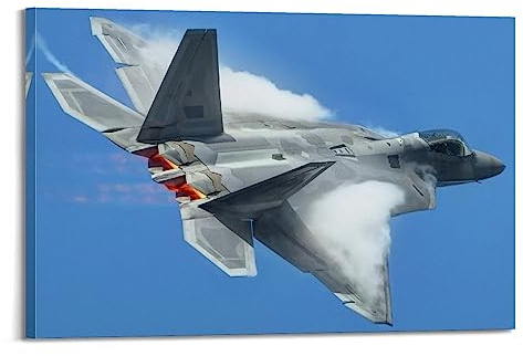 JONZA Militär-Flugzeug-Poster F-22 Raptor Fighter Flugzeug, dekoratives Gemälde, Leinwand, Wand- und Kunstbild, Familien-Schlafzimmer-Dekoration, 60 x 90 cm