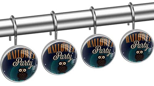 Ganci per tende da doccia, Anelli per tende da doccia antiruggine per bagno, Ganci decorativi per tende da doccia Appendini per asta per tende da doccia,Ragno del gufo di Halloween del fumetto