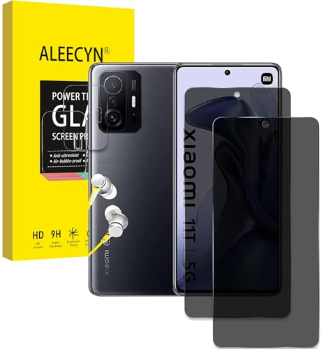 Aleecyn [2+2] Pack de protectores de pantalla de privacidad para Xiaomi 11T/11T Pro, vidrio templado 9H, antiespía, antiarañazos
