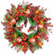 YULETIME Weihnachtskranz mit roten Beeren, 61 cm, künstlicher Weihnachtskranz mit roten und lila gefrosteten Beeren, roten Kugeln, grünen Leyland-Zypressenzweigen und Tannennadeln (EU ohne Lichter)