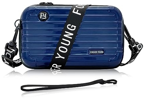 WisePoint kleine Umhängetasche, Kunststoff Umhängetasche Umhängetasche Telefon Tasche mit abnehmbarem Griff und verstellbarem Riemen, Gepäck geformte Umhängetaschen (blau)