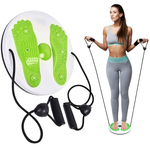 Golgner Twist Waist Disc Board mit Zugseil, Twisting Waist Disc Balance Board, Twist Waist Torsion Disc, Fußmassagebrett für Hüften und Taille Fitness und Bewegung, Home Fitnessgeräte, Grün