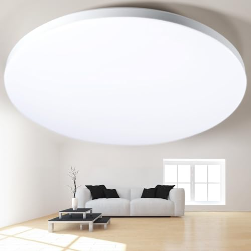 Deckenlampe LED Deckenleuchte 6500K, 32W Modern Schlicht Badlampe 1400LM, IP44 Wasserfest Badezimmer Lampe, Flach Rund Decke Küchenlampen, Ideal für Bad Schlafzimmer Balkon Wohnzimmer, Ø30cm - Weiß