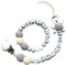 2er Set personalisierte Kette mit Namen für Junge in Blau Baby Geschenk personalisiert zur Geburt & Taufe Häkelperlen (Grau Weiß Teddy Set)
