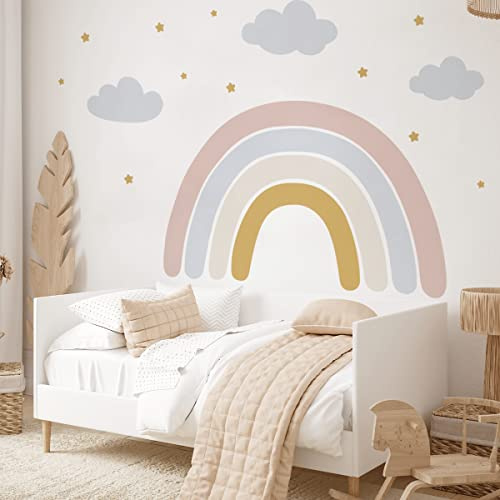 Mica-Mica Regenbogen Wandtattoo fürs Kinderzimmer, Wanddeko, Wandsticker (Altrosa Senf, X-Large)