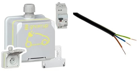 LEGRAND - Prise pour Recharge de Véhicule Electrique Green'up Acess - Prise Murale Complète & Câble d'alimentation électrique U1000R2V 3G2,5 Noir - 10m