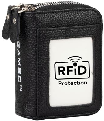 Portefeuille Femmes Petit Format en Cuir Synthétique Anti-RFID, Porte Monnaie Femme Original avec Fermeture Éclair, Portefeuille Porte Monnaie Compact pour Femme Idéal pour Un Usage Quotidien - Noir