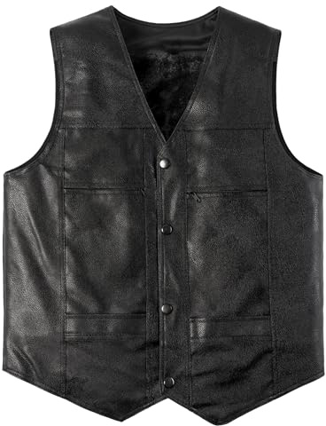 Harbrosrce Lederweste Weste PU Leder Biker Rocker Motorrad Clubweste Bikerweste Motorradweste Weste aus Kunstleder