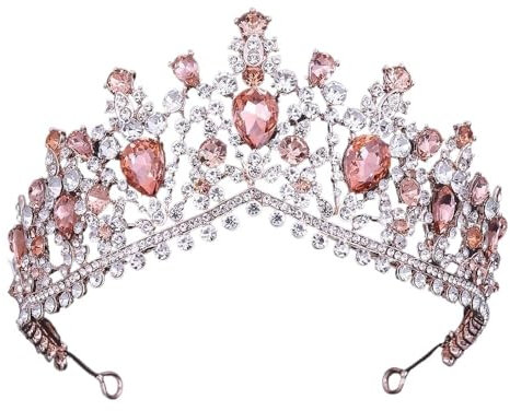 Coiffures for femmes, bijoux de cheveux diadèmes de couronne for femmes de luxe forêt rose bleu opale cristal diadèmes de mariée couronne de reine royale strass diadème de concours de beauté accessoir