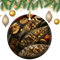 Weihnachtsdekoration Fisch auf Grill, Keramik, hängende Ornamente für Weihnachtsbaum, rund, Porzellan, Ornament, Anhänger, personalisierte Weihnachtsschmuck für Party, Büro, Urlaub, Hochzeit