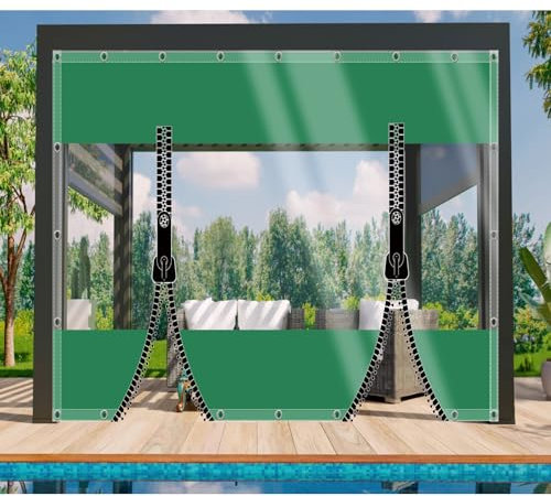DGSFES Bâche de Protection Exterieur Bache Transparente avec œIllets 2mx2,6m,600g/m² Bache Epaisse PVC Impermeable avec 2 Porte Fermeture Eclair pour Terrasse Serre Jardin Pergola Poule