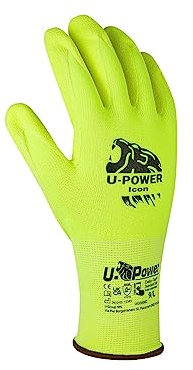 U-POWER | Guanti da lavoro POWER ICON, in 60% Nylon 40% poliuretano, lavorazione a 15 aghi per Aumentare la Destrezza e la Vestibilità. CONFEZIONE DA 12 PEZZI