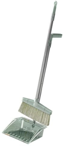 Bloom Dust Pan Tool Dust Removal Brush Kit, Stainless Steel Rod PP Plastic Non-Dust Design Multi-Function Home Bloom Dust Pan, 680 G (Green)