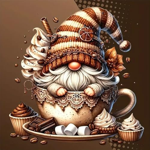 HEIBAGO Gnomes Diamond Painting pour Adultes, 5D Crème Glacée Diamond Painting Complet Diamant Kit, DIY Diamant Broderie Strass Point de Croix Chocolat Cristal Painting pour Murale Décoration 30x30cm