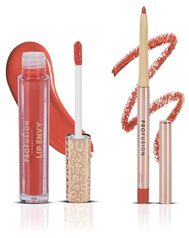 Profusion Cosmetics Lip Envy - Nude Nectar Lip Gloss and Liner Set, Bold Pigment, Smooth Application, Vegan-Friendly, Glossy Finish