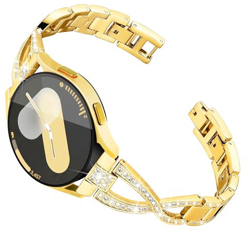 Ocaer Kompatibel mit Samsung Galaxy Watch 7/FE/6/5/4 Armband 40mm 44mm/Classic 43mm 47mm/5 Pro 45mm, Glitzer 20mm Armband für Samsung Watch 4 Classic 42mm 46mm/Active 2,Damen, Gold