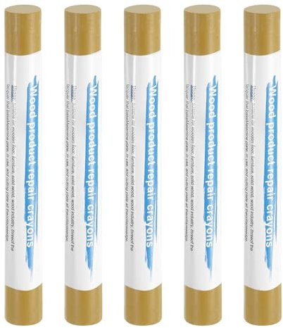 sourcing map 5pcs Wood Filler Sticks Wooden Wax Touch Up Furniture Repair Crayons for Scratch Hole Wood, Dark Oak