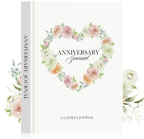 Lanpn Cuaderno de cuero para aniversario de boda, libro de recortes para parejas, 190 páginas, matrimonio recién casado, despedida de soltera, regalos de boda
