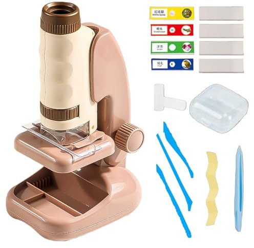 Arroopu Kinder Mikroskop Set,Pädagogisches Mikroskop Mit 60X-180X Vergrößerung - Wissenschaftliches Entdeckungsspiel Für Zuhause, Schule Und Reisen