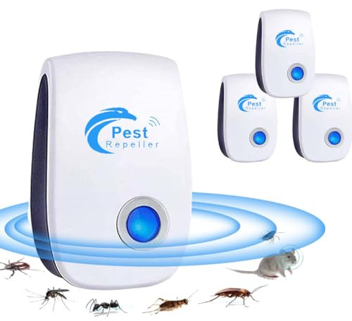 Ultrasonic Pest Repeller, 4 Pack Electronic Plug In Mice Repellent Indoor Pest Control Insect, Insect Repellent for Mosquitos, flys, Spiders, Ants, Bugs
