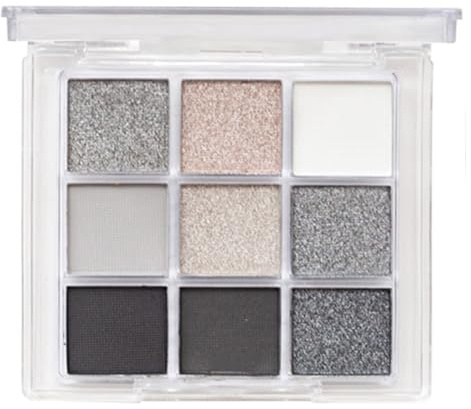 9 Farben Braune Lidschatten Palette, Glitzer Lidschatten Matt Schimmer Natürlich Langanhaltend Wasserdicht Hoch Pigmentiert Smokey Eyeshadow Palette Für Frauen Augen Make-up (Silver Black)